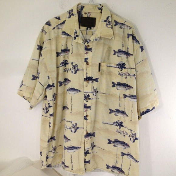 CLEARWATER OUTFITTERS Button-Down Camp Shirt Fishing Fishing Poles Size XL - Picture 1 of 12